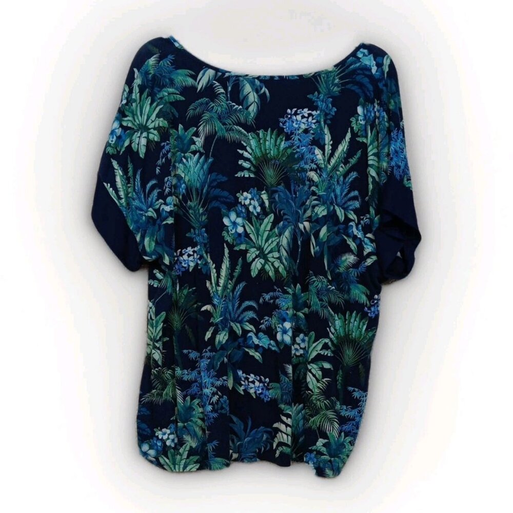 Tommy Bahama Women’s XL Tunic – Blue Floral Hawaiian Top – Rayon Blend - Picture 4 of 5
